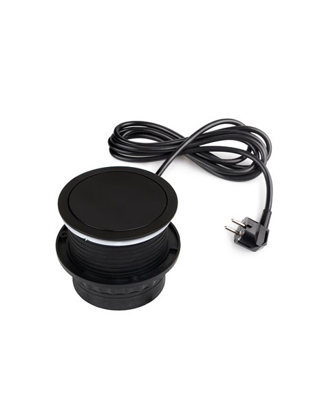 Emuca Multiconector extraíble Vertikal Push diámetro 100mm, 3 enchufes tipo Schuko, 1 USB tipo A, 1 USB tipo C, Acero y Plástico