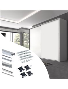 Emuca Placard Sliding system for wardrobe, 2 sliding doors with Vall profiles, thickness 19 mm, soft closing, boards not include