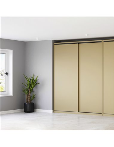 Emuca Kit de herrajes para armario 2 puertas correderas y cierre suave Flow con carriles de superficie 2.35m, tableros no inclui