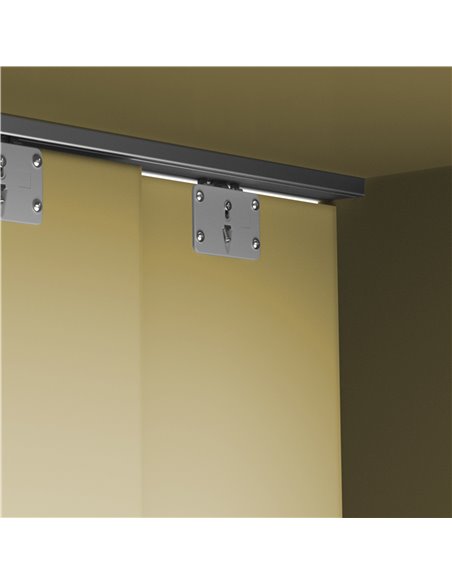 Emuca Kit de herrajes para armario 2 puertas correderas y cierre suave Flow con carriles de superficie 2.35m, tableros no inclui