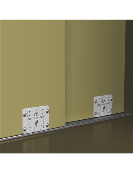 Emuca Kit de herrajes para armario 2 puertas correderas y cierre suave Flow con carriles de superficie 2.35m, tableros no inclui