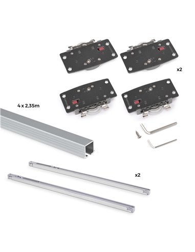 Emuca Kit de herrajes para armario 2 puertas correderas y cierre suave Flow2 con carriles encastrados 2.35m, tableros no incluid