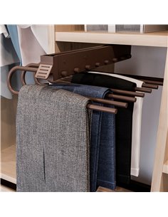 Emuca Pull-out trouser rack for wardrobe, left mount, Steel and plastic, Mocha color 2