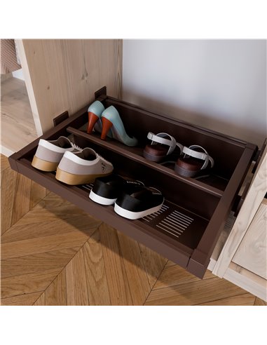 Emuca Range-chaussures extractible pour intérieur d’armoire, module de 800 mm, fermeture amortie, Acier, Couleur moka