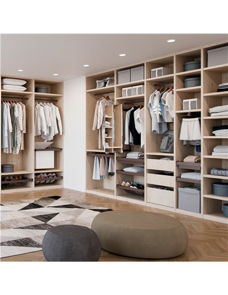 Emuca Range-chaussures extractible pour intérieur d’armoire, module de 800 mm, fermeture amortie, Acier, Couleur moka