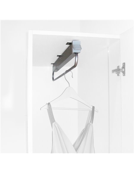 Emuca Extractable hanger for wardrobe, 800 mm, Steel and plastic, Metal-grey