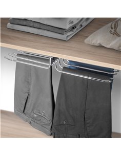Emuca Pantalonero doble extraíble para armario Self, Acero y Plástico, Cromado 2