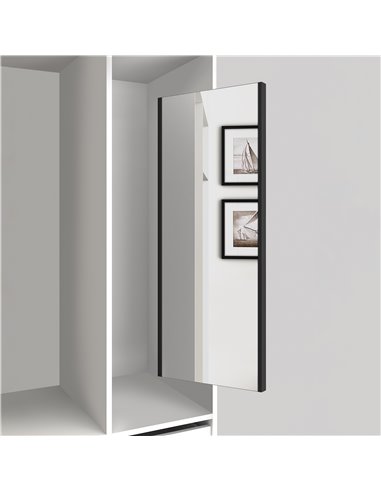 Emuca Espejo extraíble para interior de armario, Acero y Plástico y Cristal, Pintado negro texturizado
