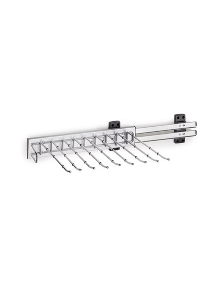 Emuca Side mount Self portapantaloni per guardaroba, montaggio a sinistra, Acciaio e plastica, Cromo