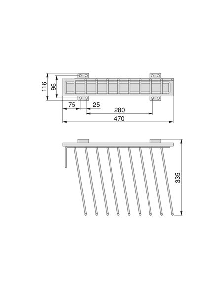 Emuca Side mount Self portapantaloni per guardaroba, montaggio a sinistra, Acciaio e plastica, Cromo