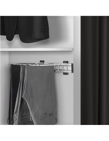 Emuca Side mount Self trouser rack for wardrobe, right mount, Steel and plastic, Chrome
