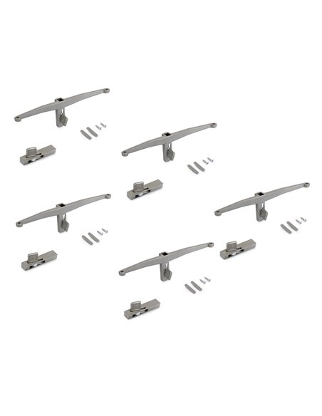 Emuca Lote de soportes para 5 estantes de madera para la estructura Zero, tableros no incluidos, Zamak, Pintado color gris piedr