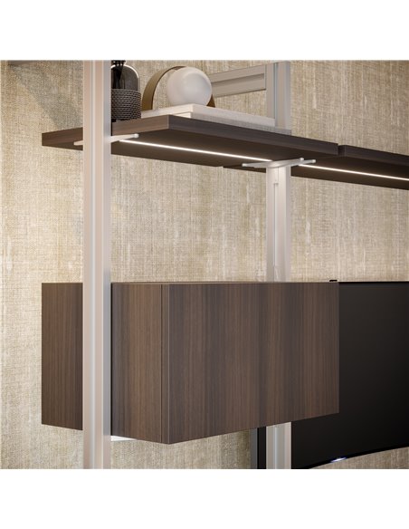 Emuca Lote de soportes para 5 estantes de madera para la estructura Zero, tableros no incluidos, Zamak, Pintado color gris piedr