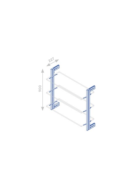 Emuca Kit de estructura modular Zero con herrajes para el montaje de fijación a pared, Aluminio y Zamak, Pintado color gris pied