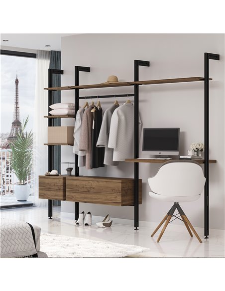 Emuca Kit structure modulaire Zero pour ferrures et profils pour montage en L, 2 Profilés, Peint en noir texturé