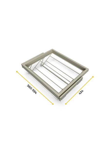 Emuca Kit tiroir à chaussure avec glissières à fermeture douce pour armoire, réglable, module 600mm, gris pierre
