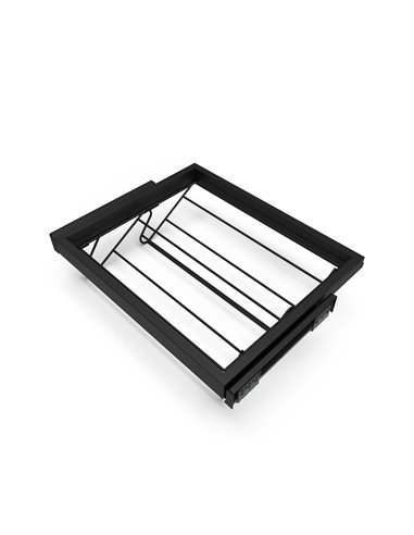 Emuca Kit cassetto portascarpe e telaio con guide a chiusura morbida per armadio, regolabile, modulo 600mm, Nero testurizzato