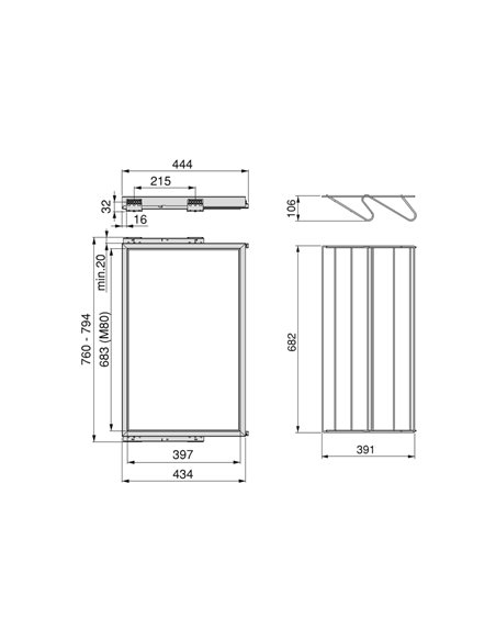 Emuca Kit tiroir à chaussure avec glissières à fermeture douce pour armoire, réglable, module 800mm, noir texturé