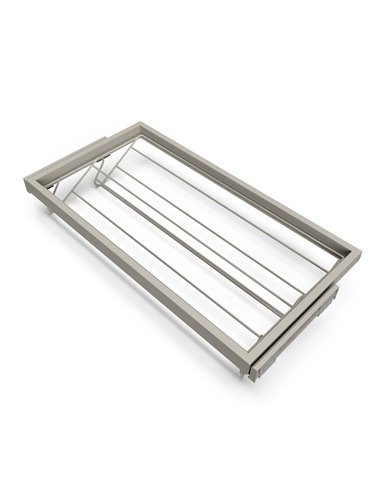 Emuca Kit cassetto portascarpe e telaio con guide a chiusura morbida per armadio, regolabile, modulo 900mm, Grigio pietra