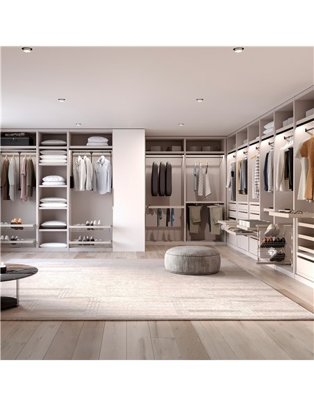 Emuca Kit of shoe drawer and rack with soft-close slide for closets, adjustable, module 900mm, Stone grey painted