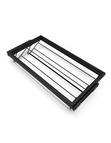 Emuca Kit tiroir à chaussure avec glissières à fermeture douce pour armoire, réglable, module 900mm, noir texturé