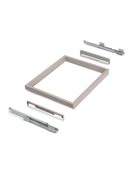 Emuca Kit cestello in filo metallico e telaio con guide a chiusura morbida per armadio, regolabile, modulo 800mm, Grigio pietra