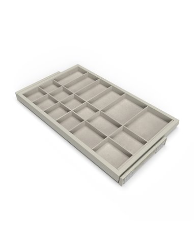 Emuca Kit cassetto organizzatore con telaio di guide a chiusura morbida per armadio, regolabile, modulo 800mm, Grigio pietra