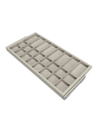 Emuca Kit cassetto organizzatore con telaio di guide a chiusura morbida per armadio, regolabile, modulo 900mm, Grigio pietra