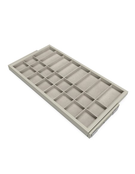 Emuca Kit de tiroir d'organisation avec glissières à fermeture douce pour armoire, réglable, module 900mm, gris pierre