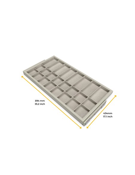 Emuca Kit de tiroir d'organisation avec glissières à fermeture douce pour armoire, réglable, module 900mm, gris pierre