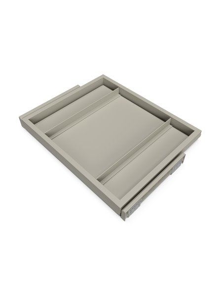 Emuca Kit vassoio e telaio con guide a chiusura morbida per armadio, regolabile, modulo 600mm, Grigio pietra