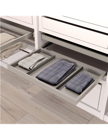 Emuca Kit vassoio e telaio con guide a chiusura morbida per armadio, regolabile, modulo 600mm, Grigio pietra