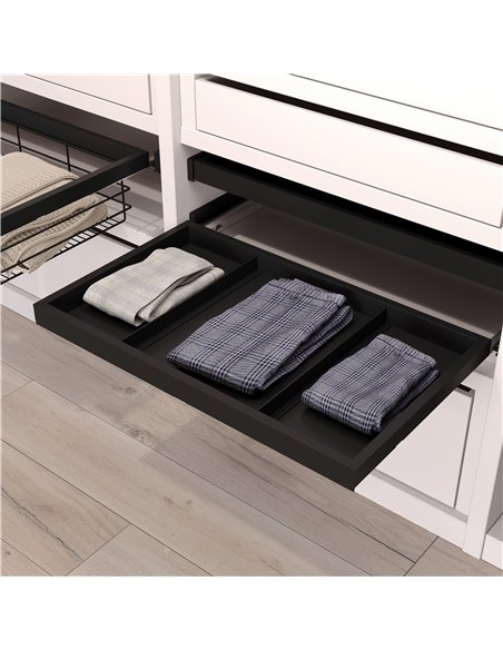 Emuca Kit de plateaux avec glissières à fermeture douce pour armoires, réglable, module 600mm, noir texturé
