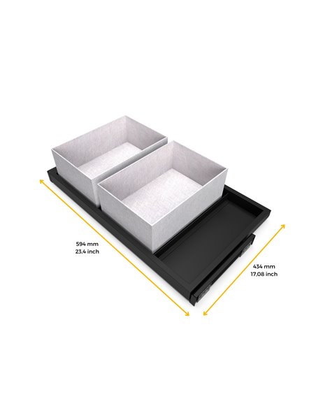 Emuca Kit de plateaux avec glissières à fermeture douce pour armoires, réglable, module 600mm, noir texturé