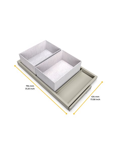 Emuca Kit de plateaux avec 2 paniers de rangement et glissières à fermeture douce pour armoires, réglable, module 800mm, gris pi