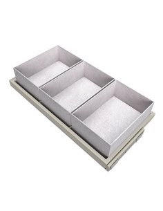 Kit Bandeja Emuca, 3 cestos organizadores e moldura guia com fecho suave para armários, regulável, módulo 900mm, Cinzento p EMUC