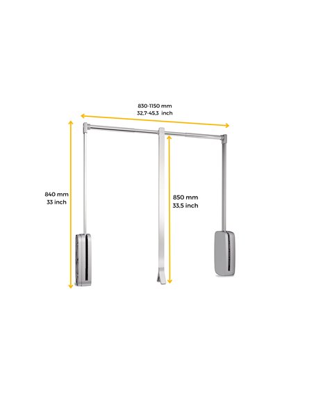 Emuca Ausziehbare Kleiderstange für Schrank, regulierbare 830-1.150 mm, Bis 12Kg, Stahl, Verchromt