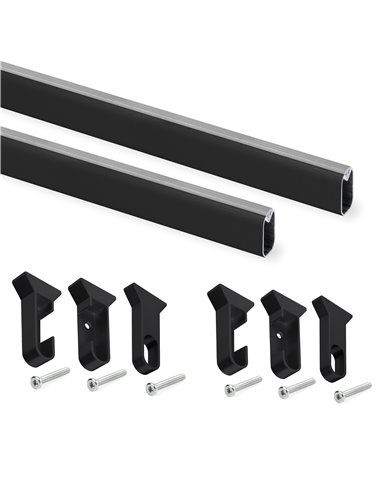 Emuca Kit tube de penderie Silk, 1,15 m, Peint en noir, Aluminium et Plastique