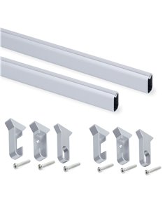 Emuca Silk wardrobe rail kit, 1150 mm, Matt anodized