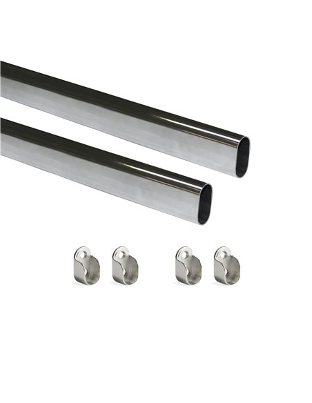 Kit barra Emuca per armadio 30x15 mm acciaio, 750 mm, cromo