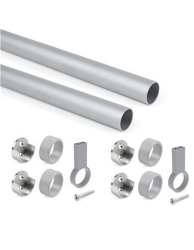 Emuca Bar kit pour armoire ronde D.28, 1150 mm, aluminium, anodisé mat