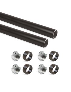 Kit asta Round Emuca per armadio D. 28 mm, 750 mm, Alluminio, Verniciato Moka
