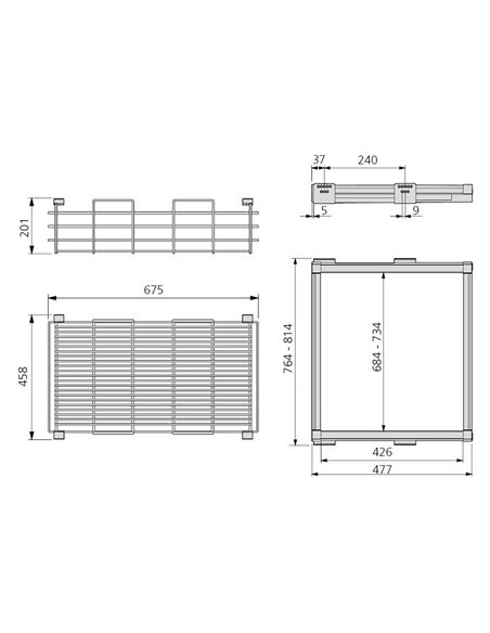Emuca Kit de cesta de alambre y bastidor de guías para armarios Moka, cierre suave, regulable, módulo de 800mm, Acero y Aluminio