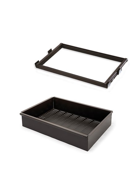 Emuca Metallschubladen-Kit mit Korb und regulierbaren Führungen, für Modul 800 mm, Stahl und Aluminium, Farbe Mokka