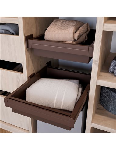 Emuca Metallschubladen-Kit mit Korb und regulierbaren Führungen, für Modul 800 mm, Stahl und Aluminium, Farbe Mokka