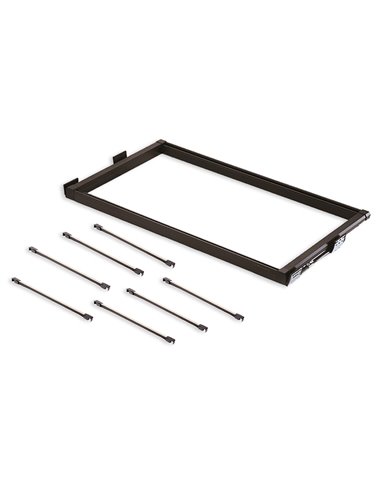 Emuca Pull out trouser rack kit, adjustable, 900 mm unit, 7 rods, Aluminium and steel, Mocha color
