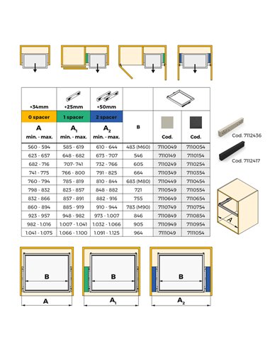 Emuca Conjunto de espaçadores laterais para moldura Hack, Plástico cinza pedra, Plástico, EMUCA - 6