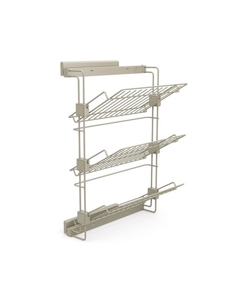 Emuca Pull-out side shoe rack for closets and walk-in closets Hack, Left, Stone color painted, Steel, 1 ut