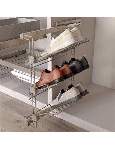 Emuca Pull-out side shoe rack for closets and walk-in closets Hack, Left, Stone color painted, Steel, 1 ut