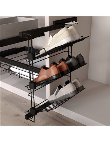 Emuca Sapateira lateral removível para Hack closets e camarins, Esquerda, Aço, Texturizado pintado de preto EMUCA - 2